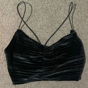 Wild Fable Black Velvet Cropped Top